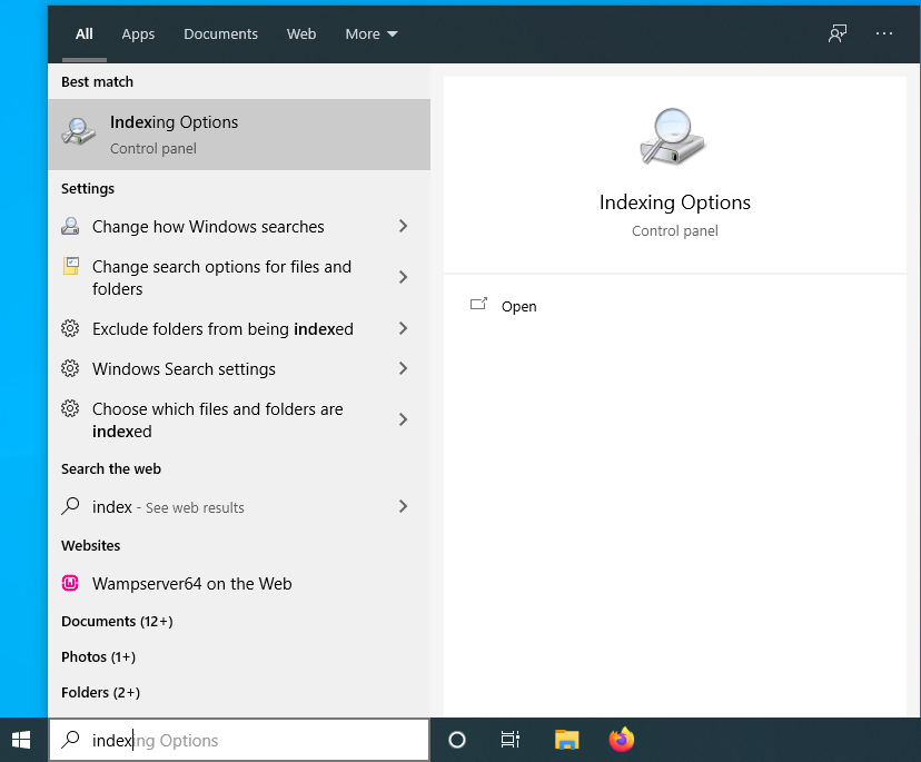Windows Search service in Services console