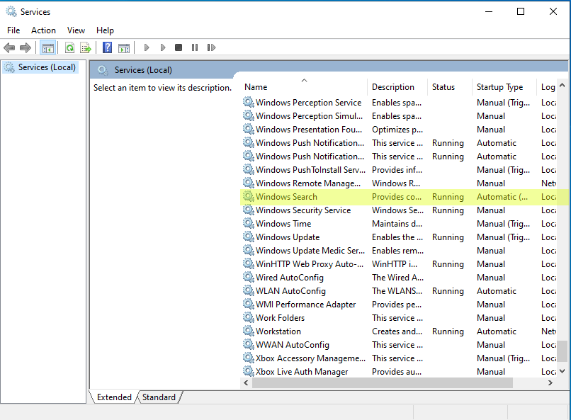 Windows Services console - Print Spooler service